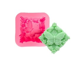 Molde silicona jabon cuadrado mariposa 